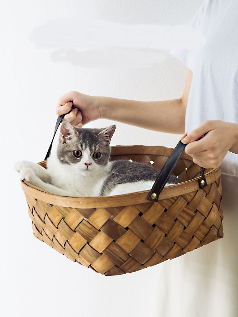 Woonwild Twijg gevlochten kattenmand met kussen, foto 3
