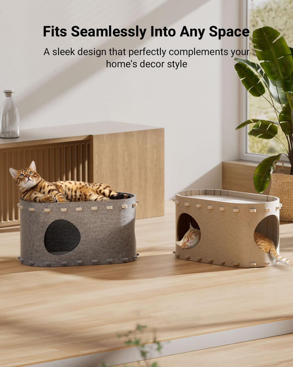 Woonwild Burcht vilten kattenhuis met kijkgaten, foto 2