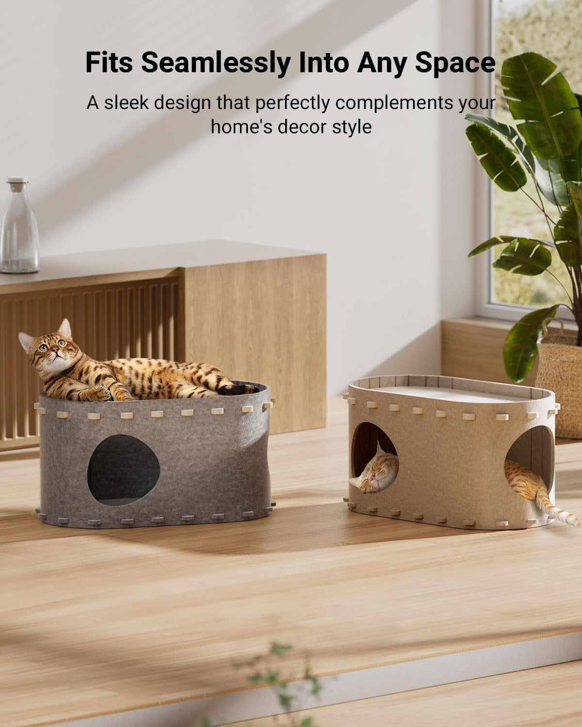 Woonwild Burcht vilten kattenhuis met kijkgaten, foto 2
