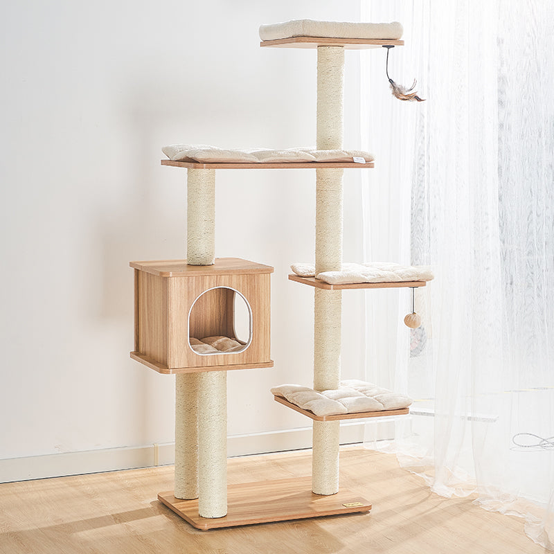 Woonwild Woud grote klimboom met sisalpalen, Houtkleur