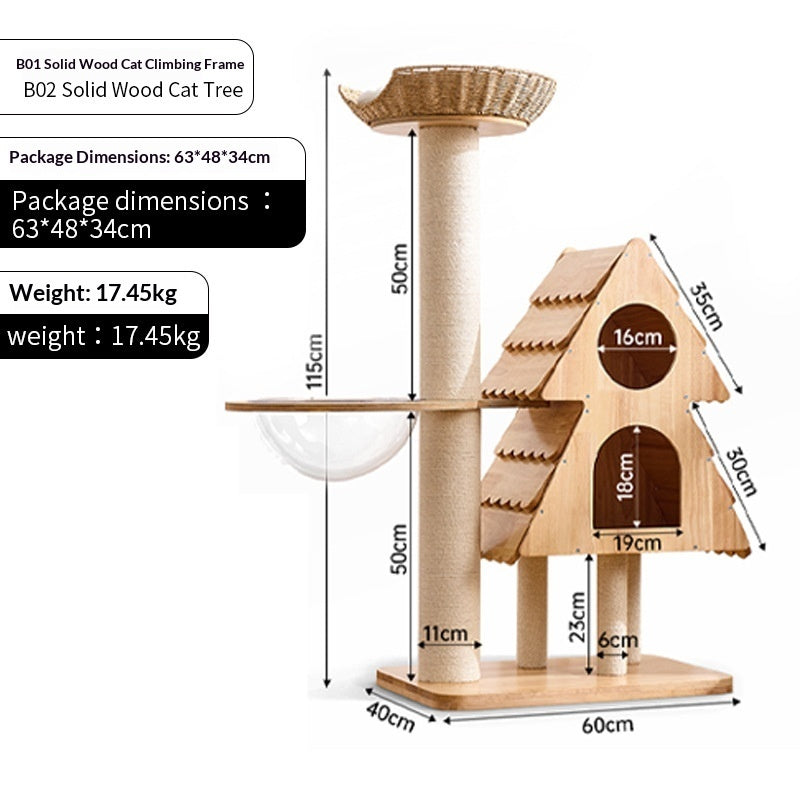 Woonwild Uil houten klimboom met huisje, Model B02