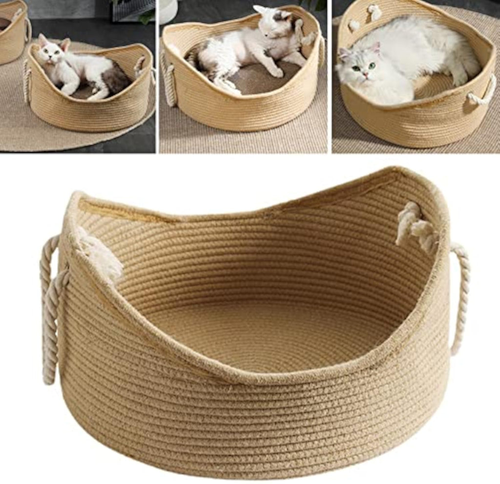 Woonwild Korf gevlochten kattenmand met krabbodem, foto 3