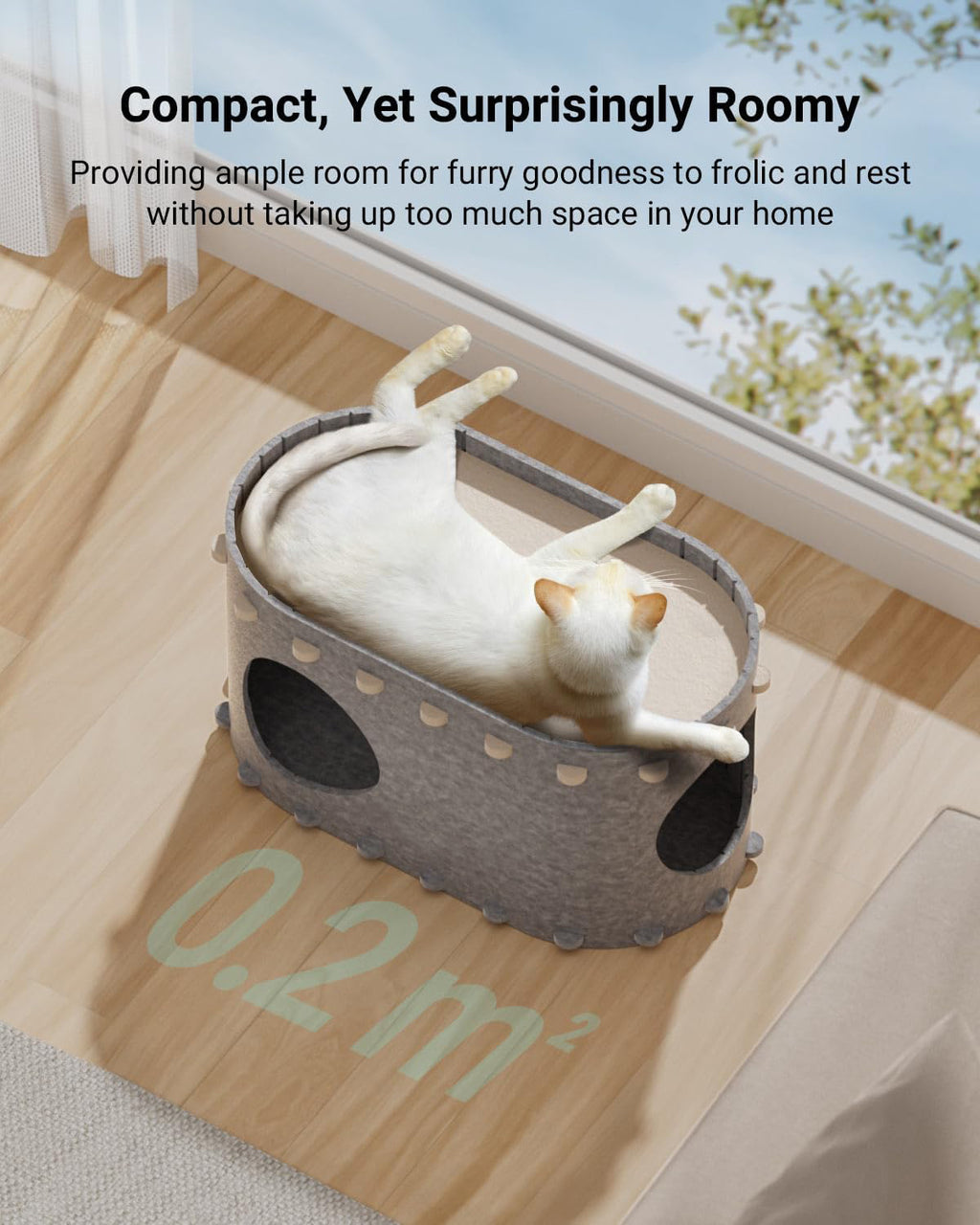 Woonwild Burcht vilten kattenhuis met kijkgaten, foto 5