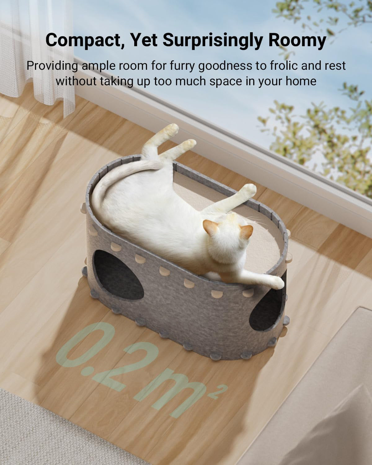 Woonwild Burcht vilten kattenhuis met kijkgaten, foto 5
