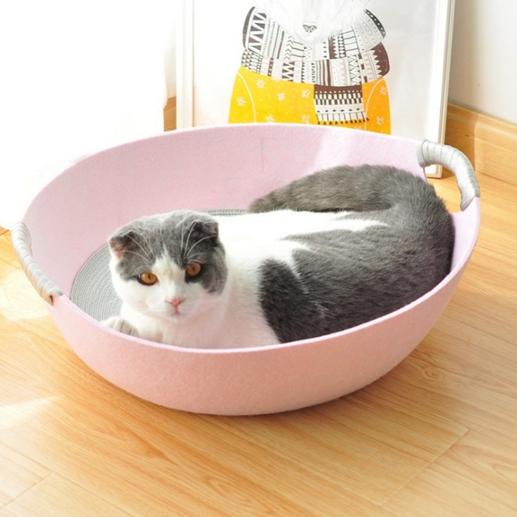 Woonwild Kuil vilten kattenmand met kussen, Roze