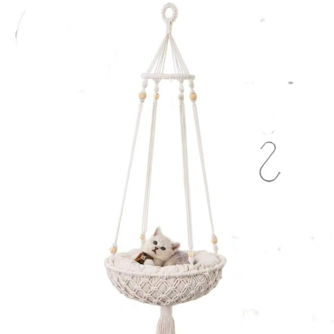 Woonwild Wielewaal handgeknoopte hangmand voor katten, foto 5