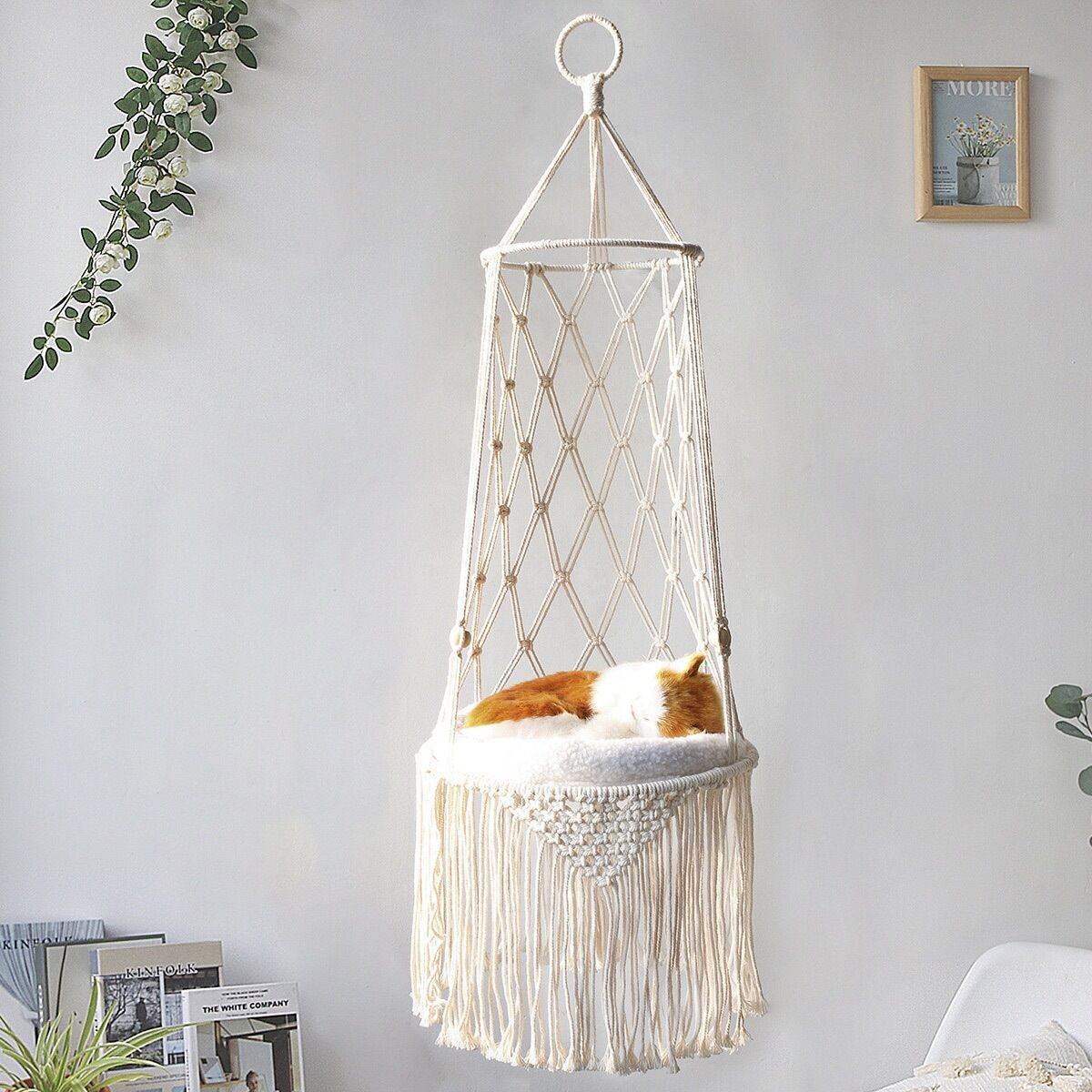Woonwild Wielewaal handgeknoopte hangmand voor katten, foto 1