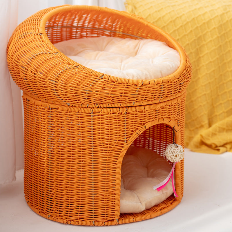 Woonwild Duiventil dubbel kattenbed in rotanlook, foto 8