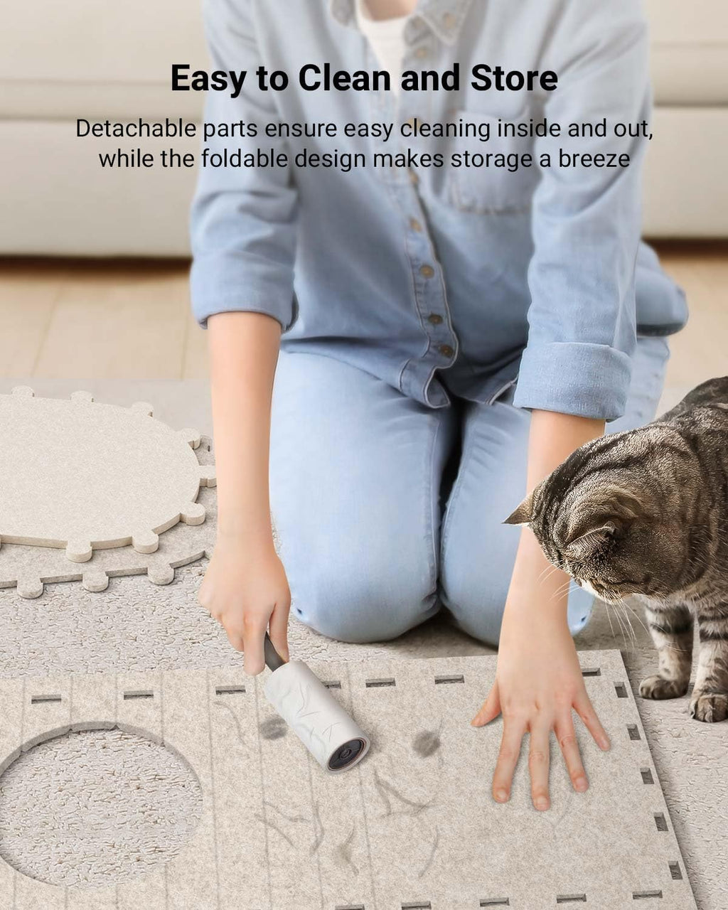 Woonwild Burcht vilten kattenhuis met kijkgaten, foto 7