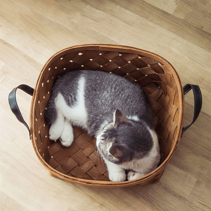 Woonwild Twijg gevlochten kattenmand met kussen, foto 5
