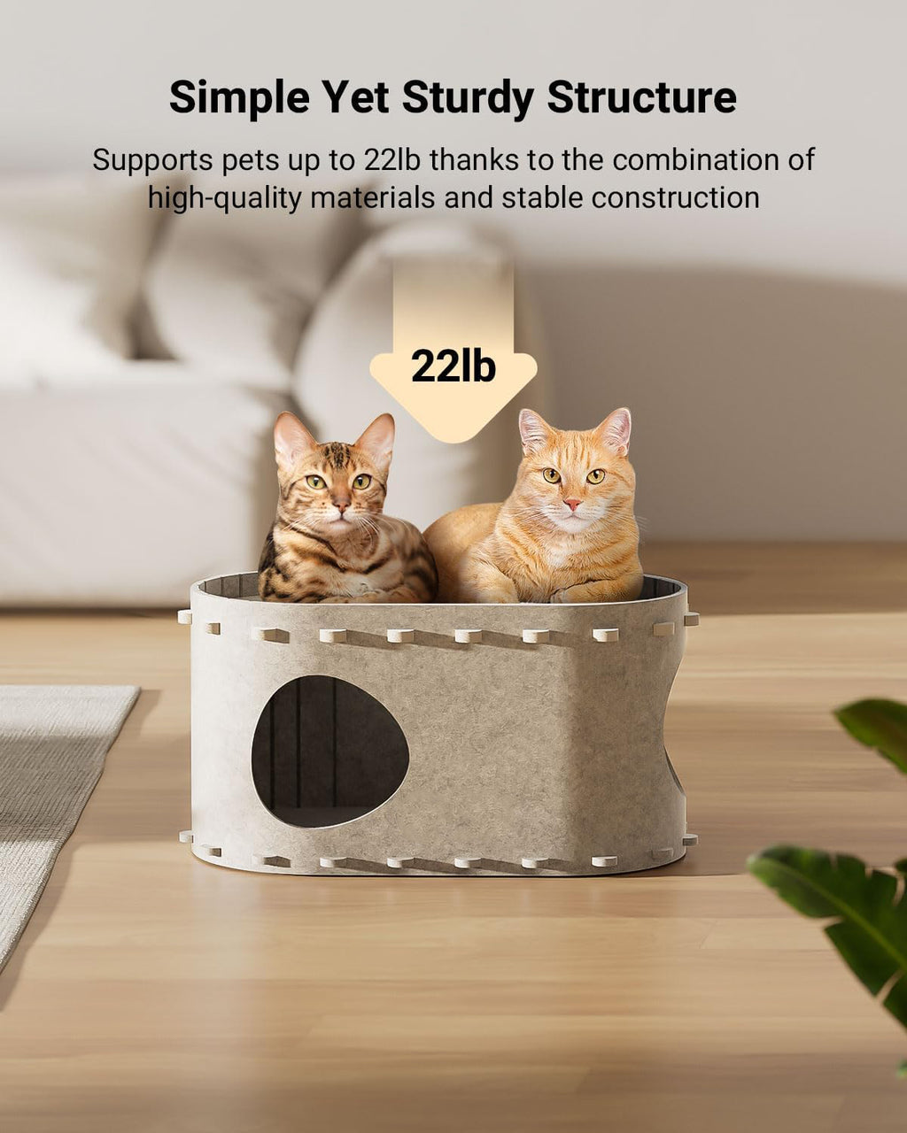 Woonwild Burcht vilten kattenhuis met kijkgaten, foto 8