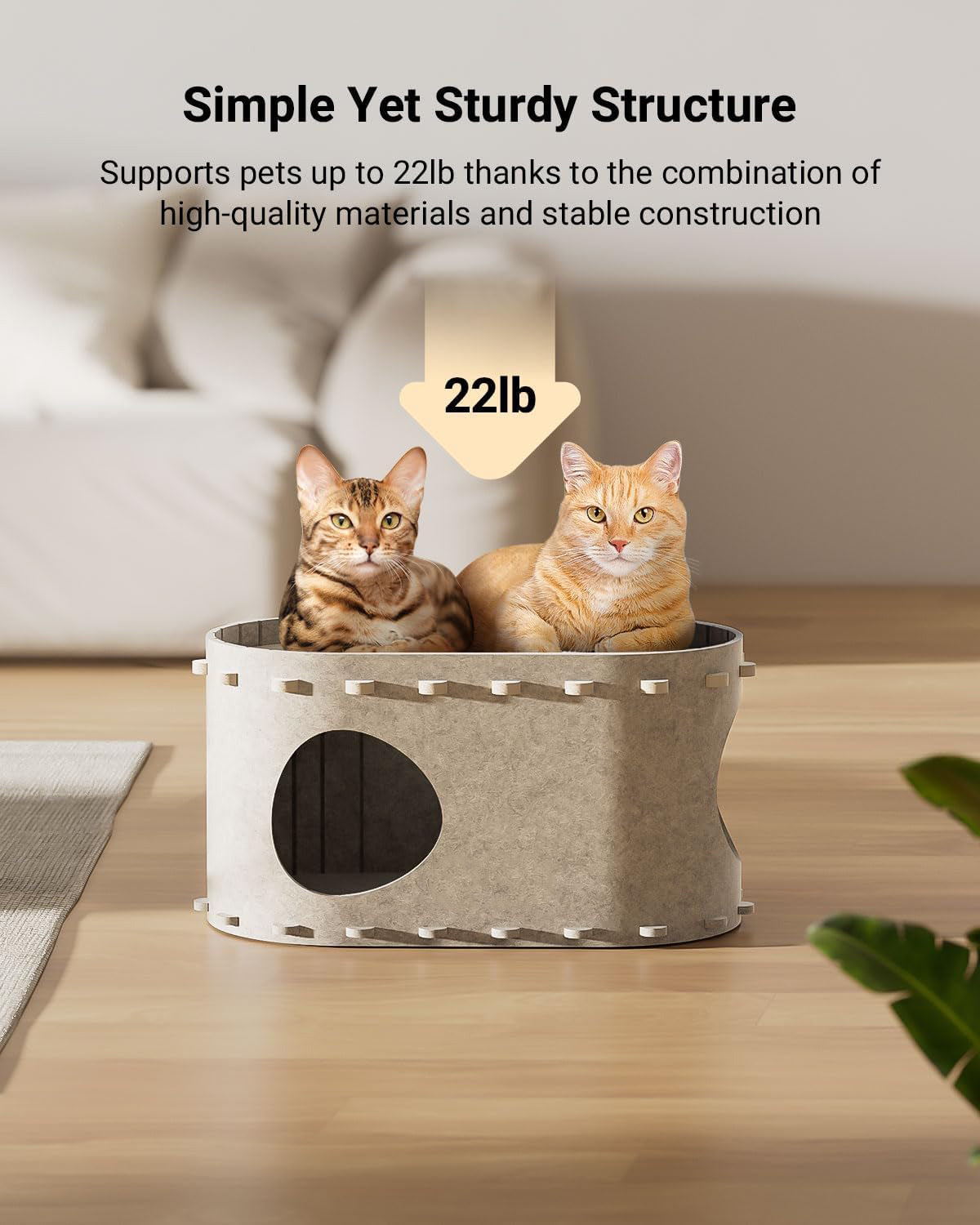 Woonwild Burcht vilten kattenhuis met kijkgaten, foto 8