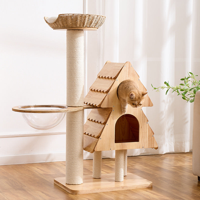 Woonwild Uil houten klimboom met huisje, foto 1