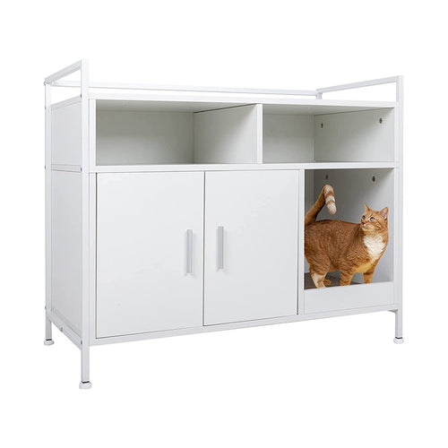 Weide kattenbakkast met opbergruimte, wit