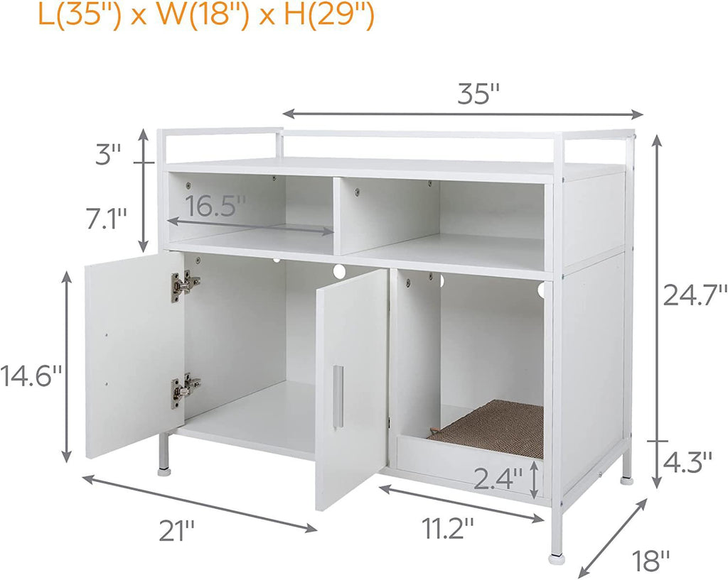 Weide kattenbakkast met opbergruimte, wit