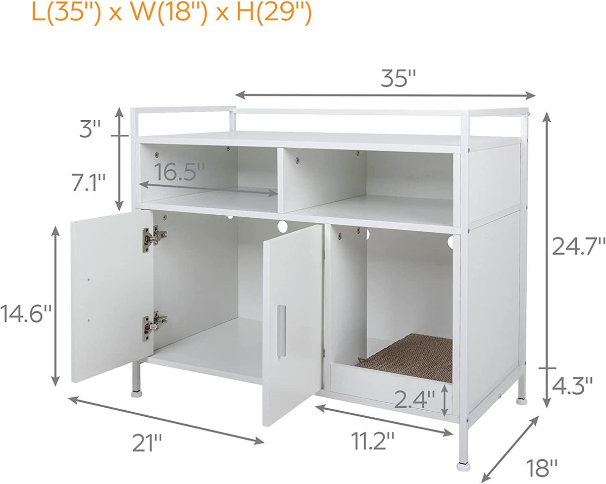 Weide kattenbakkast met opbergruimte, wit