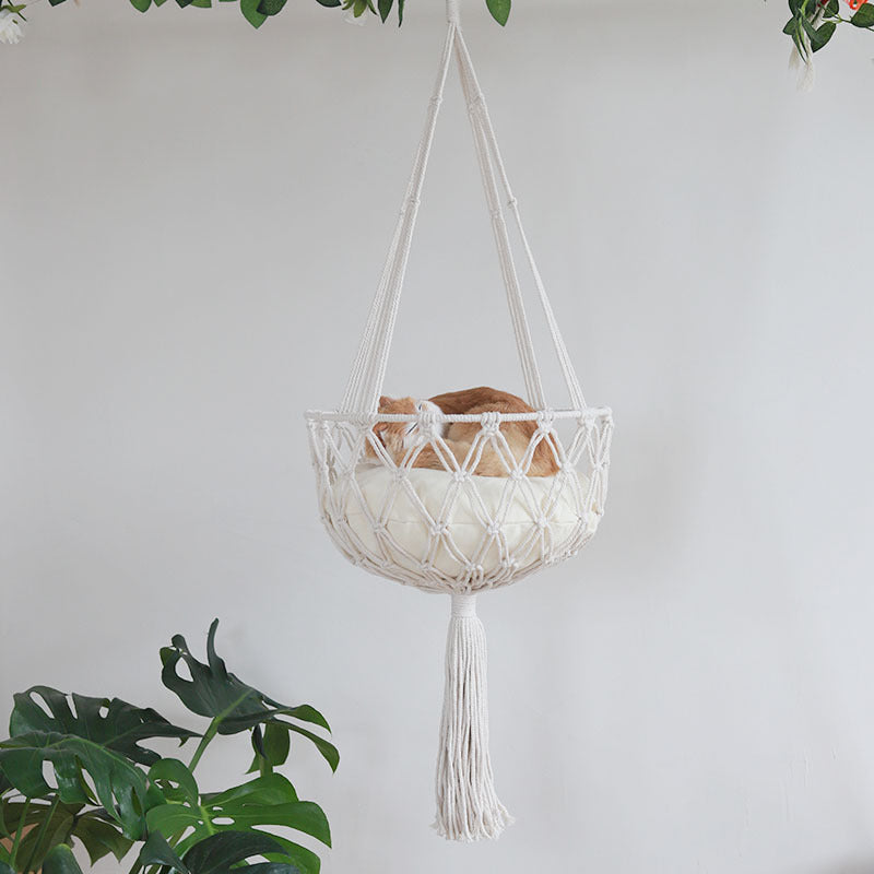 Woonwild Wielewaal handgeknoopte hangmand voor katten, foto 2