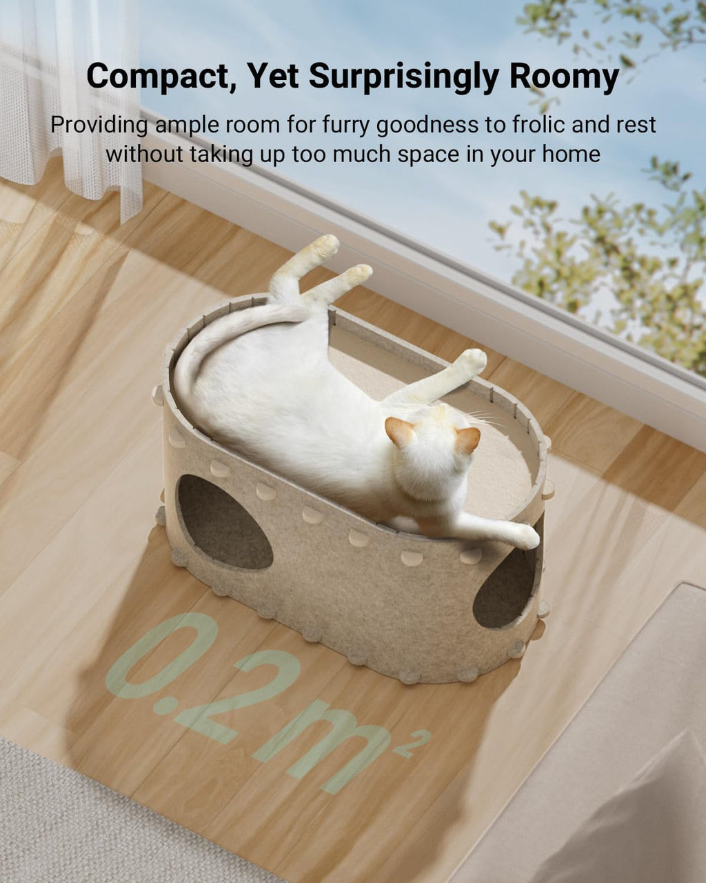 Woonwild Burcht vilten kattenhuis met kijkgaten, foto 3