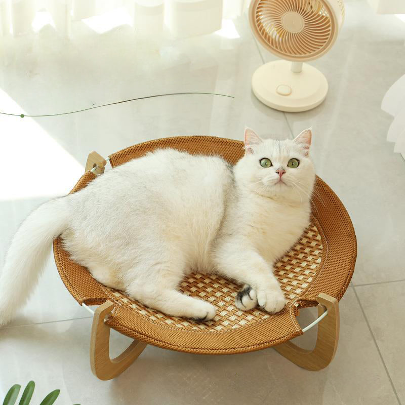 Woonwild Waterlelie verhoogd kattenbed van rotan, foto 6