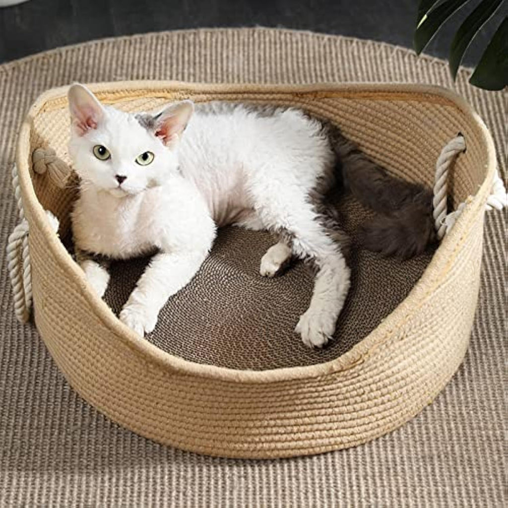 Woonwild Korf gevlochten kattenmand met krabbodem, foto 2