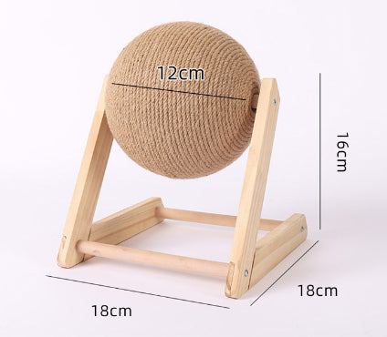 Woonwild Hazel krabbal van sisal op houten voet, Model L (bal 12 cm)