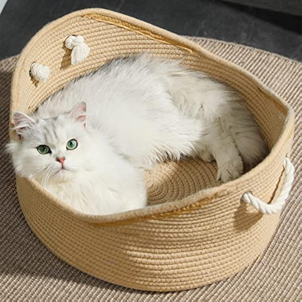Woonwild Korf gevlochten kattenmand met krabbodem, foto 5