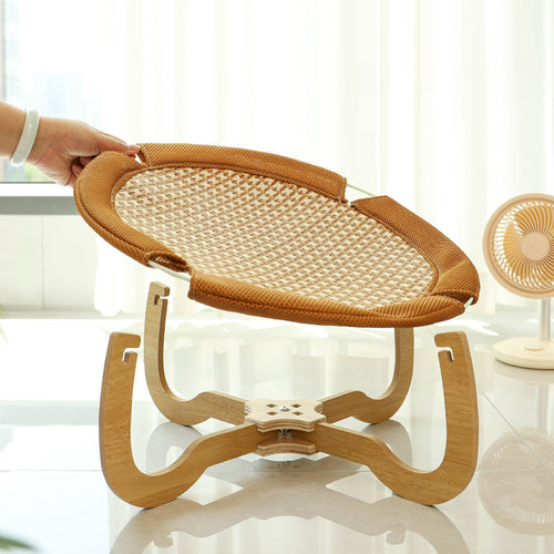 Woonwild Waterlelie verhoogd kattenbed van rotan, foto 2