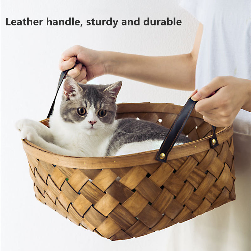 Woonwild Twijg gevlochten kattenmand met kussen, foto 6