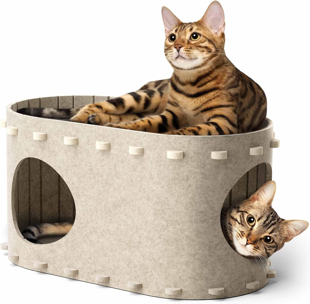 Woonwild Burcht vilten kattenhuis met kijkgaten, Geel