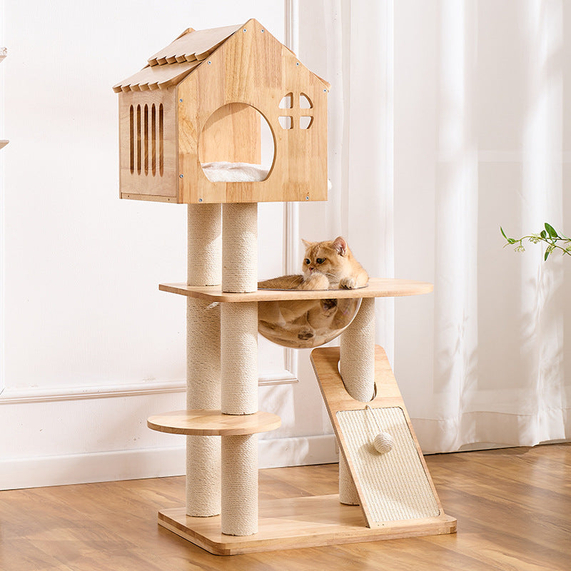 Woonwild Uil houten klimboom met huisje, foto 6