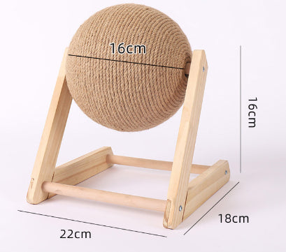 Woonwild Hazel krabbal van sisal op houten voet, Model L (bal 16 cm)